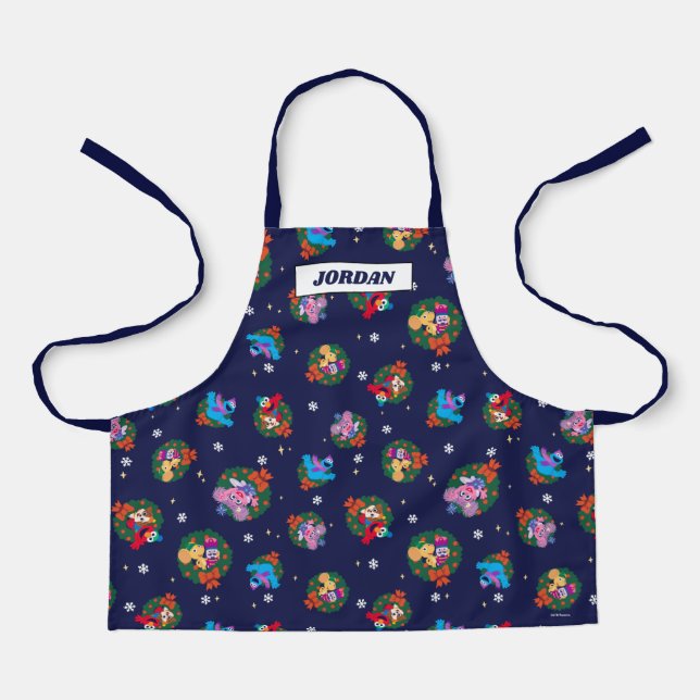 Sesame Street Christmas Wreath Pattern Apron (Front)