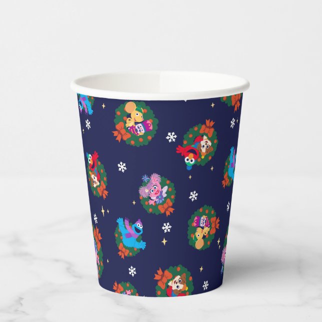 Sesame Street Christmas Wreath Pattern Paper Cups (Left)