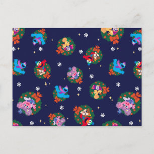 Sesame Street Christmas Wreath Pattern Postcard
