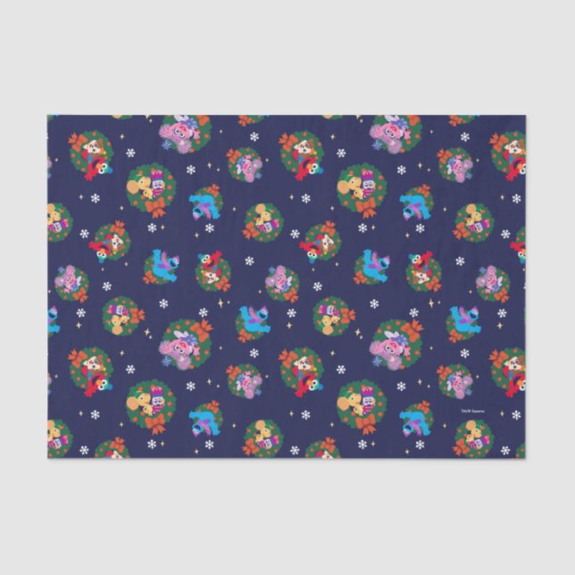 Sesame Street Christmas Wreath Pattern Tissue Paper (Front)