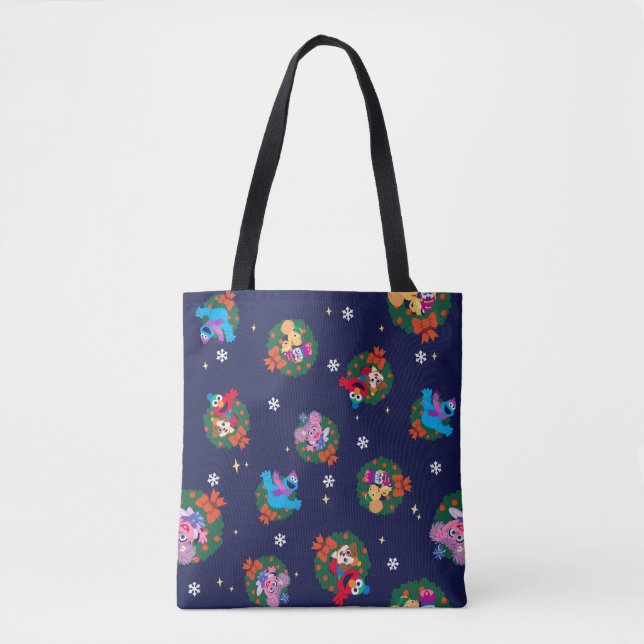 Sesame Street Christmas Wreath Pattern Tote Bag (Front)