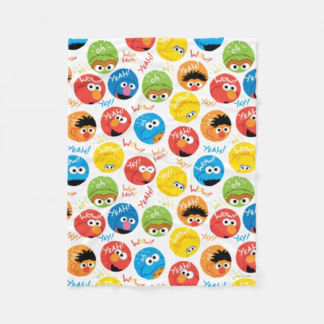 Sesame Street Circle Character Pattern Fleece Blanket (Front)