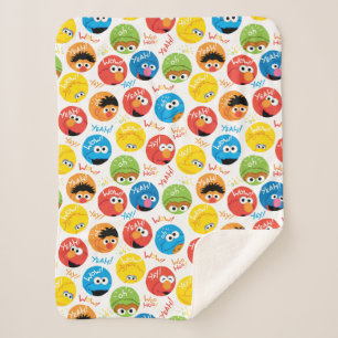 Sesame Street Circle Character Pattern Sherpa Blanket