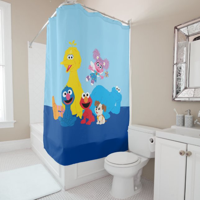 Sesame Street | Colourful Sesame Street Pals Shower Curtain (In Situ)