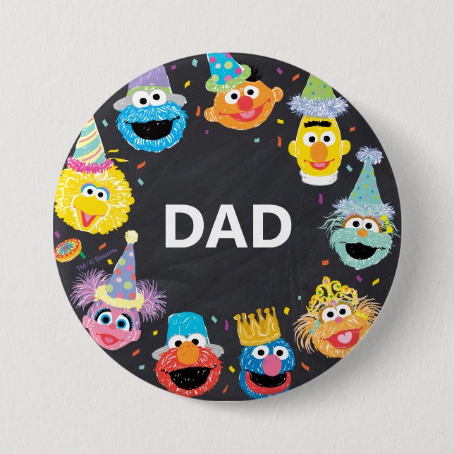 Sesame Street Confetti Birthday Child's Dad 7.5 Cm Round Badge (Front)