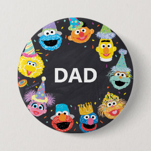 Sesame Street Confetti Birthday Child's Dad 7.5 Cm Round Badge