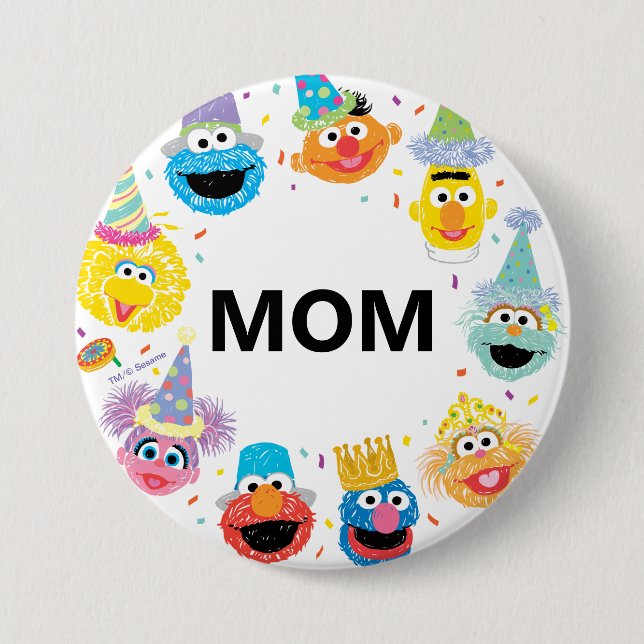 Sesame Street Confetti Birthday Child's Mum 7.5 Cm Round Badge (Front)