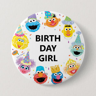 Sesame Street Confetti Birthday Girl 7.5 Cm Round Badge
