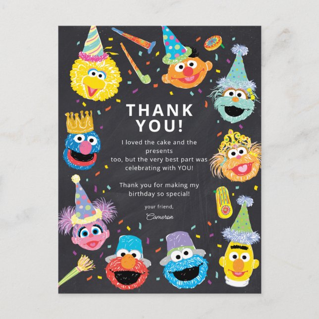 Sesame Street Confetti Happy Birthday Postcard (Front)