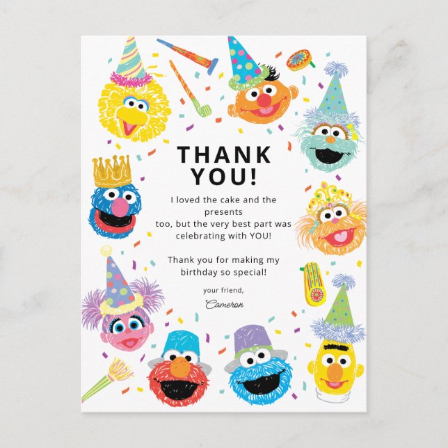 Sesame Street Confetti Happy Birthday Postcard (Front)