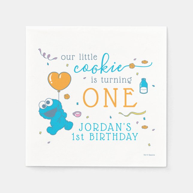 Sesame Street | Cookie Monster 1st Birthday  Napkin (Front)