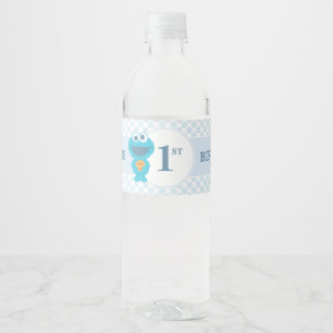 Sesame Street Cookie Monster Baby Birthday Water Bottle Label