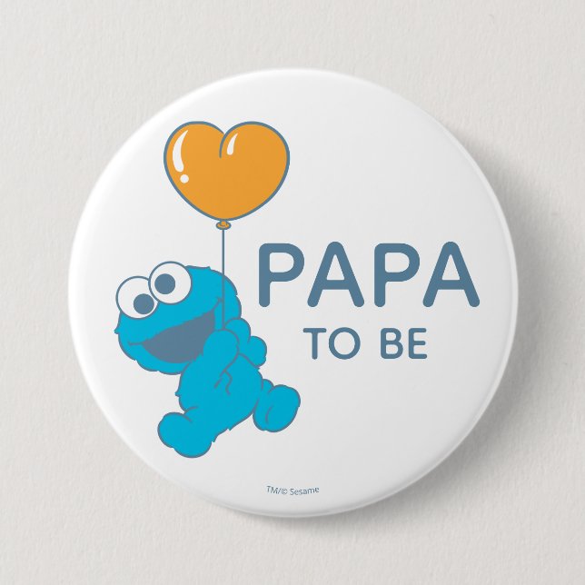 Sesame Street | Cookie Monster Baby Shower Papa 7.5 Cm Round Badge (Front)