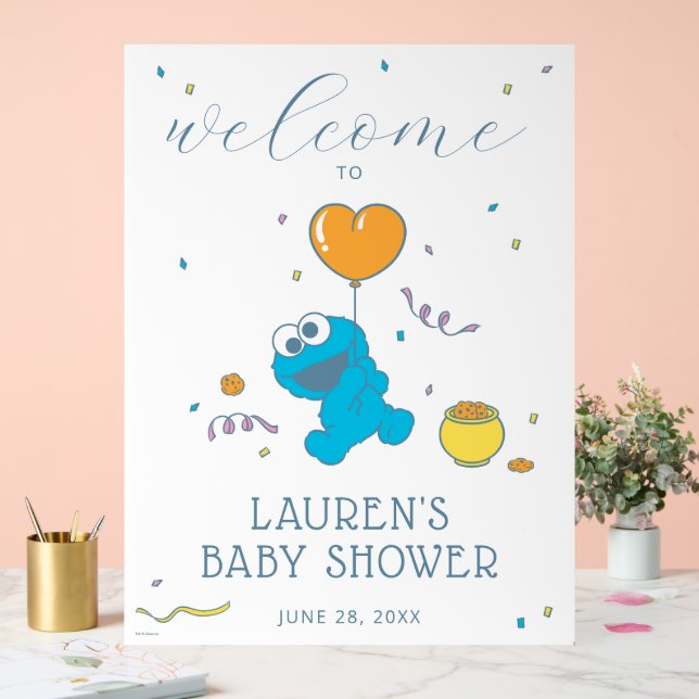 Sesame Street | Cookie Monster Baby Shower Welcome Acrylic Sign (Wedding)