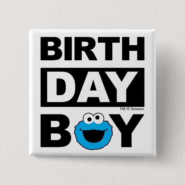 Sesame Street | Cookie Monster - Birthday Boy 15 Cm Square Badge (Front)