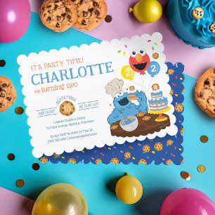 Sesame Street   Cookie Monster Birthday Cake Invitation