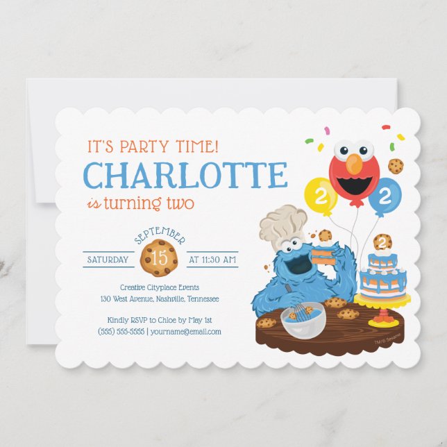 Sesame Street | Cookie Monster Birthday Cake Invitation (Front)