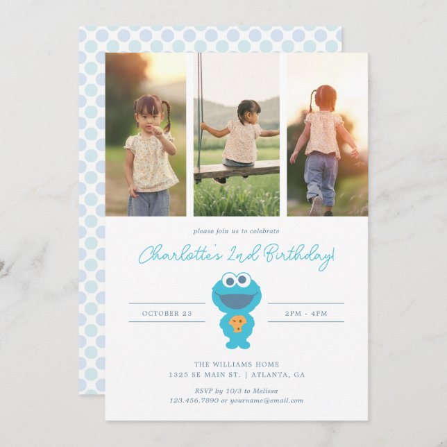 Sesame Street | Cookie Monster Birthday Invitation (Front/Back)