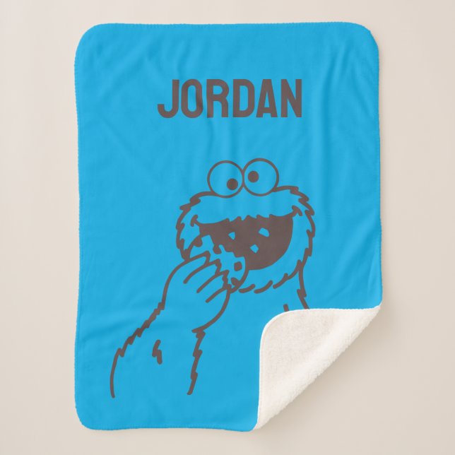 Sesame Street | Cookie Monster Bright | Add Name Sherpa Blanket (Front)