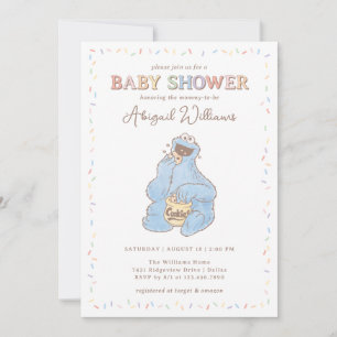 Sesame Street Cookie Monster Confetti Baby Shower Invitation