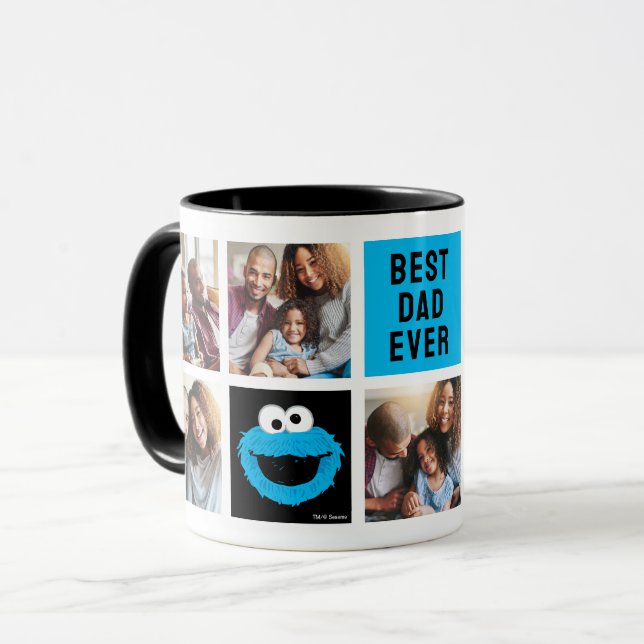 Sesame Street Cookie Monster | Dad Photo Collage Mug (Front Left)