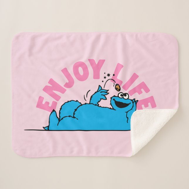 Sesame Street | Cookie Monster Enjoy Life Sherpa Blanket (Front (Horizontal))