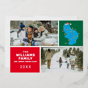 Sesame Street Cookie Monster Family Photo Foil Holiday Card