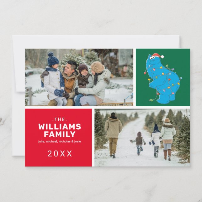 Sesame Street | Cookie Monster Family Photo Holiday Card (Front)