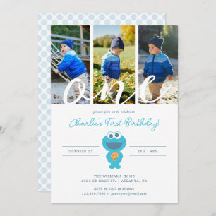 Sesame Street   Cookie Monster First Birthday Invitation