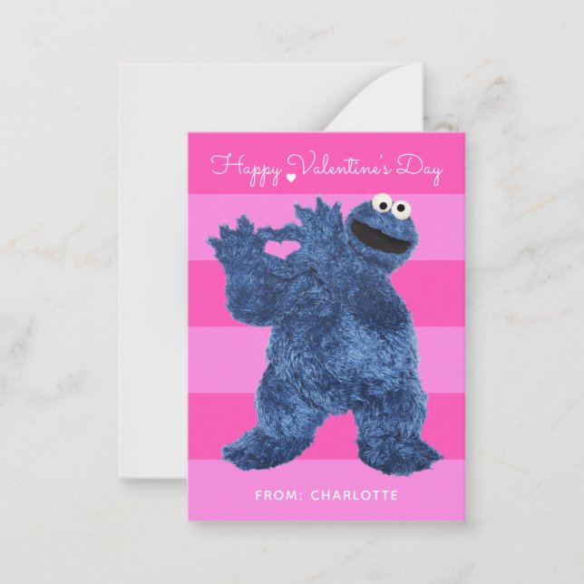 Sesame Street | Cookie Monster Heart Hand Sign Card (Front)