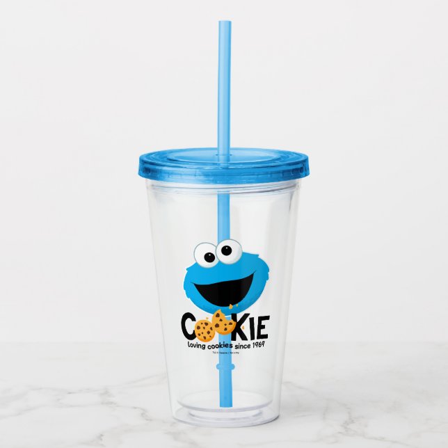 Sesame Street | Cookie Monster Loving Cookies Acrylic Tumbler (Front)