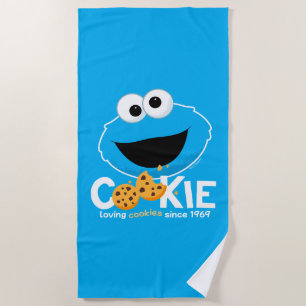 Sesame Street Cookie Monster Loving Cookies Beach Towel