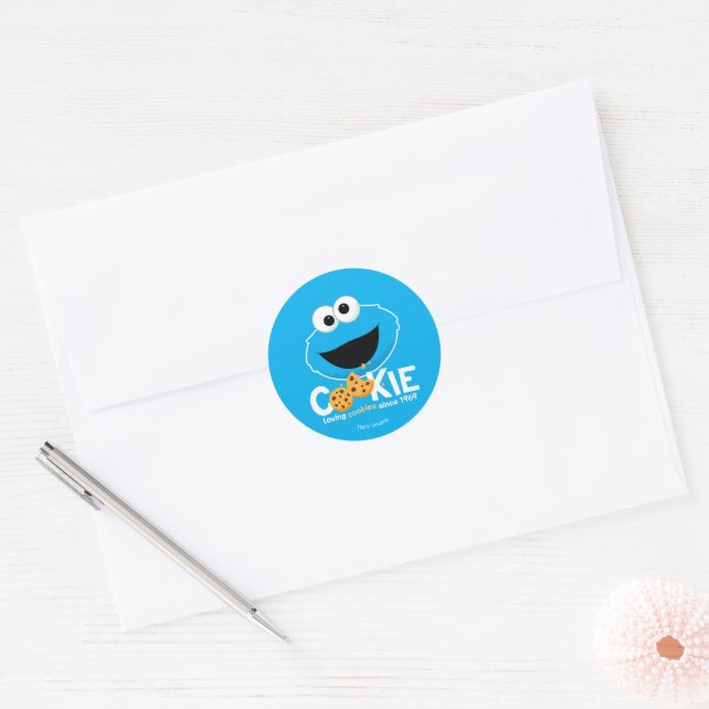 Sesame Street | Cookie Monster Loving Cookies Classic Round Sticker (Envelope)