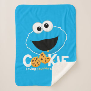 Sesame Street Cookie Monster Loving Cookies Sherpa Blanket