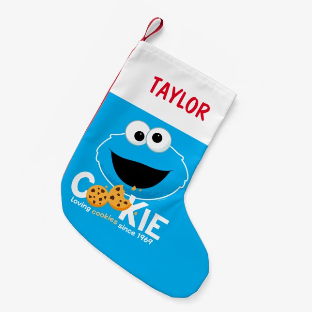 Sesame Street | Cookie Monster Loving Cookies Small Christmas Stocking (Front (Hanging))