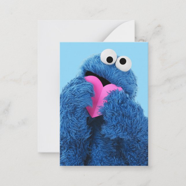 Sesame Street | Cookie Monster Pink Heart Card (Front)