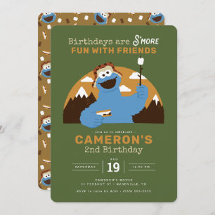 Sesame Street - Cookie Monster S'more Birthday Invitation