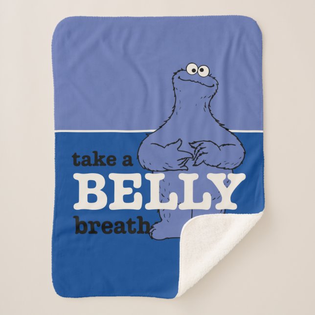 Sesame Street | Cookie Monster Take A Breath Sherpa Blanket (Front)