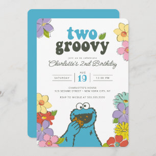Sesame Street Cookie Monster Two Groovy Birthday Invitation