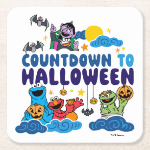 Sesame Street   Countdown to Halloween Square Paper Coaster