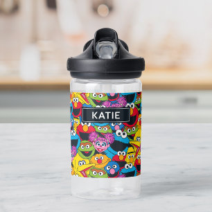 Sesame Street Crew Pattern Add Your Name Water Bottle