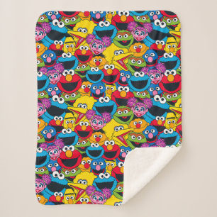 Sesame Street Crew Pattern Sherpa Blanket