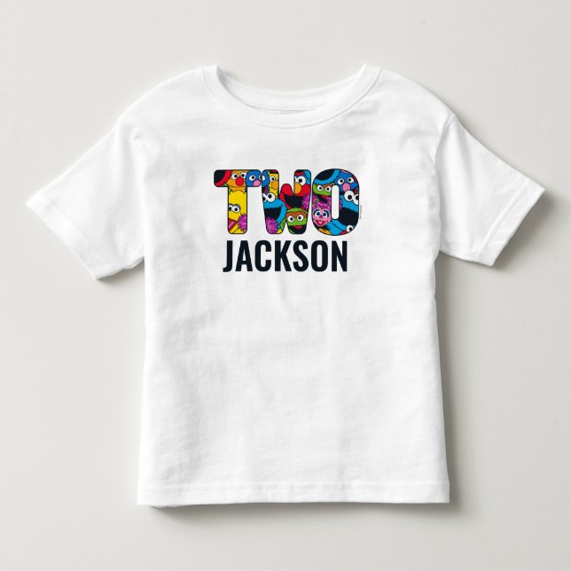 Sesame Street Crew Pattern "Two" Toddler T-Shirt (Front)