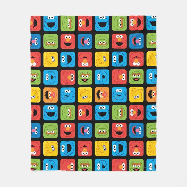 Sesame Street Cubed Faces Pattern Fleece Blanket (Front)
