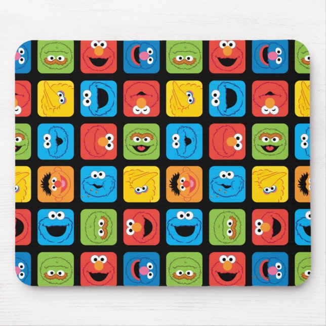 Sesame Street Cubed Faces Pattern Mouse Mat (Front)