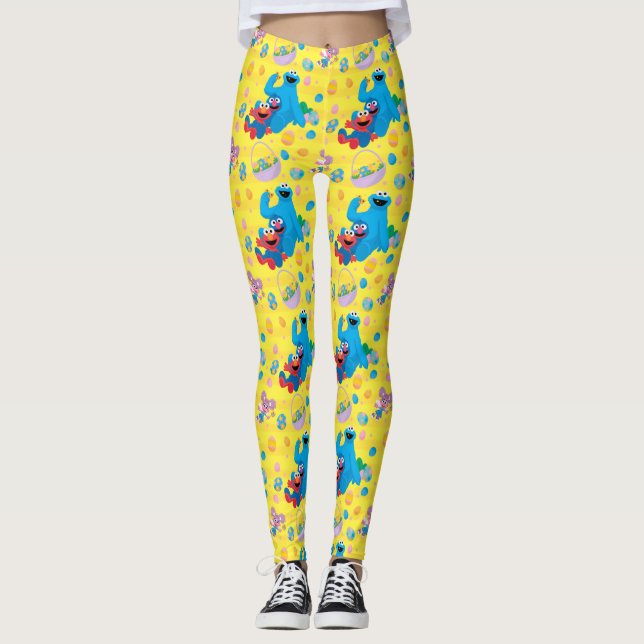 Sesame Street Easter Basket Pattern Leggings (Front)