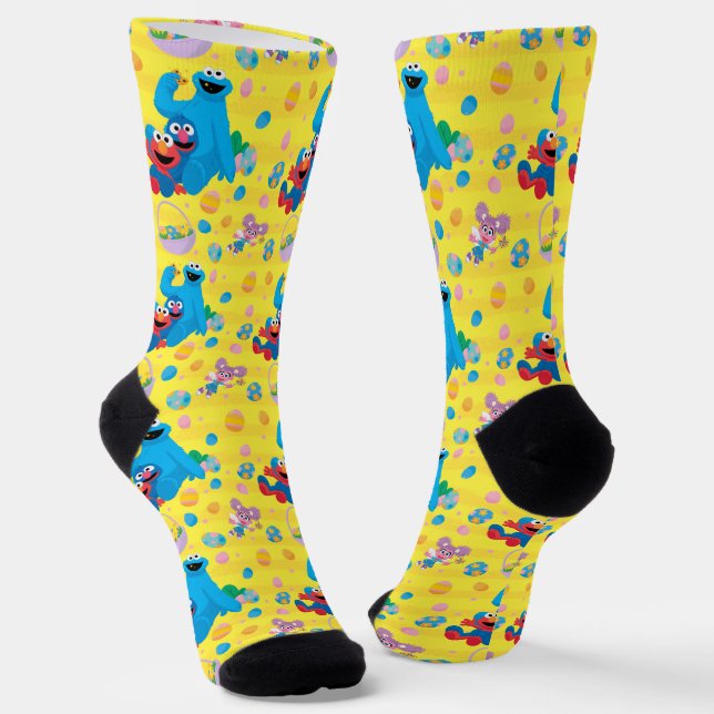 Sesame Street Easter Basket Pattern Socks (Angled)