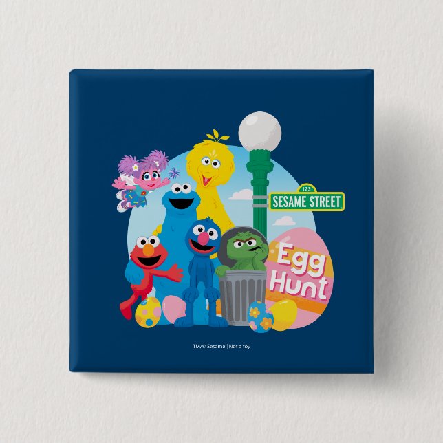 Sesame Street Easter Egg Hunt 15 Cm Square Badge (Front)