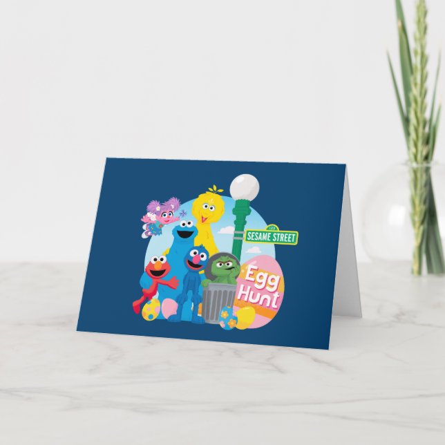 Sesame Street Easter Egg Hunt Holiday Card (Front)