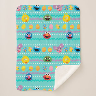 Sesame Street Easter Egg Pattern Sherpa Blanket